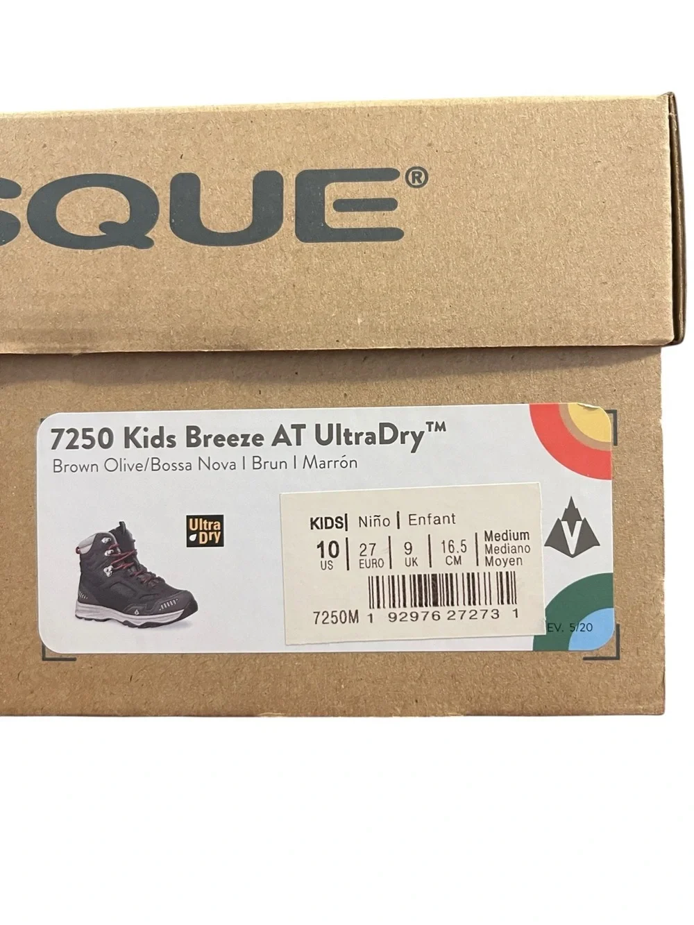 🌟NIB🌟 Vasque Kids Breeze AT UltraDry Waterproof Hiking Boots in Brown Olive